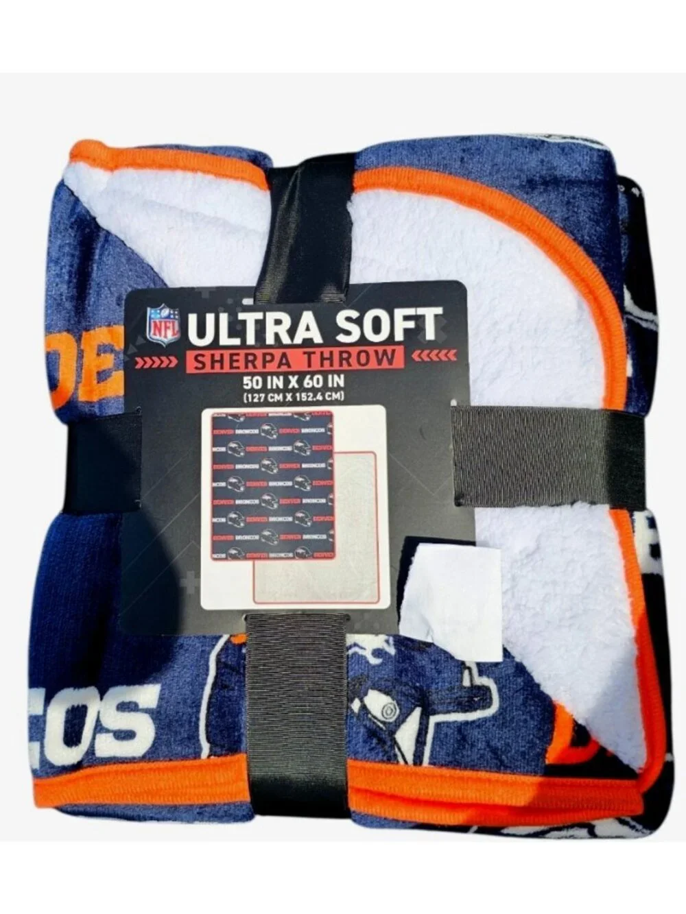 Denver Broncos Sherpa Throw Blanket Ultra Supersoft 60